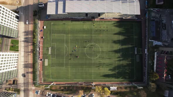 4K Football pitch from drone