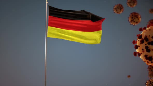 German Flag With Corona Virus Attack 4K alt