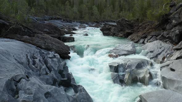 Above mountain river Glomaga, Marmorslottet, Mo i Rana,Norway