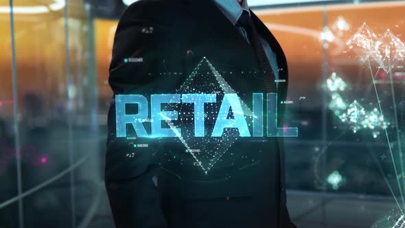 Businessman with Retail Hologram Concept