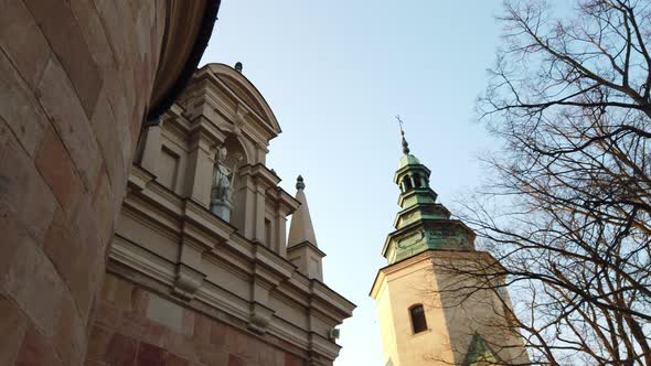 Facade Old Catholic Church. The Architecture of the European City