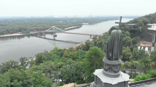 Monument To Volodymyr the Great. Kyiv. Ukraine. Aerial View