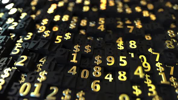 Gold US Dollar USD Symbols and Numbers