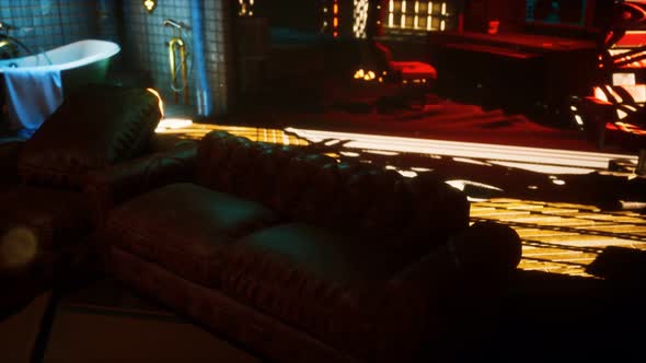 Sci Fi Futuristic Interior with Neon Lights alt