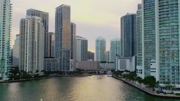 Aerial view of skyscrapers on Miami waterfront