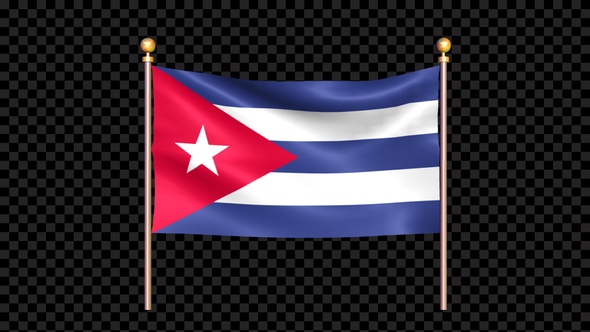 Flag Of Cuba Waving In Double Pole Looped