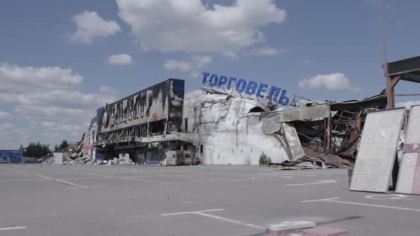 Bombed Shopping Center During the War in Bucha Ukraine