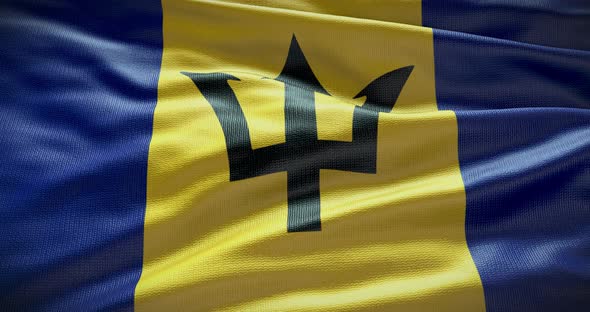 Barbados waving flag 4K