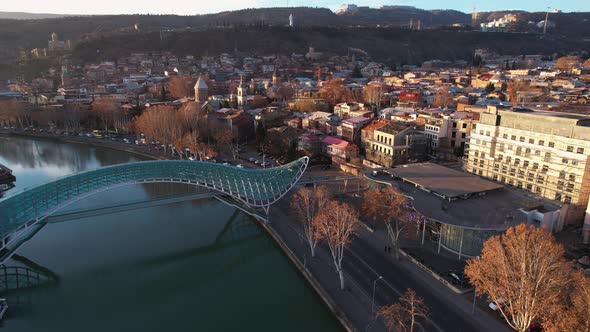 Glass Bridge And Morning City Aerial