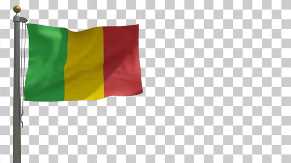 Mali Flag on Flagpole with Alpha Channel