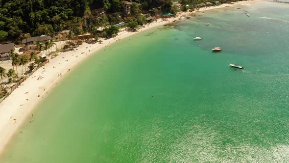 Tropical Beach with White Sand View From Above