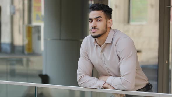 Male Portrait Hispanic Arabic Handsome Business Man in Formal Shirt Boss Manager Worker Entrepreneur