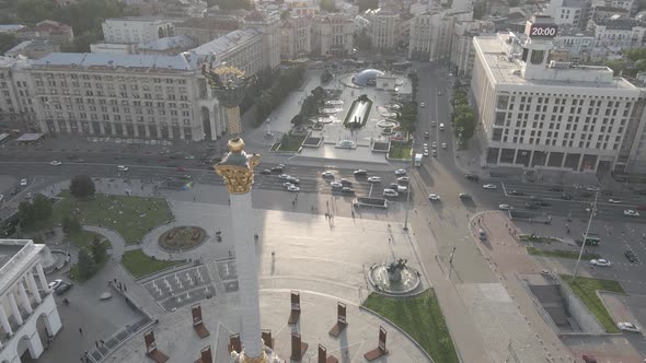 Kyiv. Ukraine: Independence Square, Maidan. Aerial View, Flat, Gray