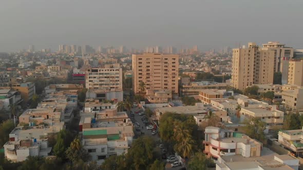 Aerial View Of Apartments In Karachi. Parallax View