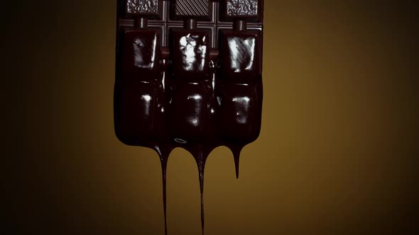 Melted Liquid Dark Chocolate Dripping From Chocolate Bar Molten Hot Chocolate Dessert Flowing