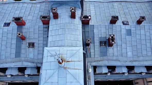 Aerial drone view of a flying over the old palace.