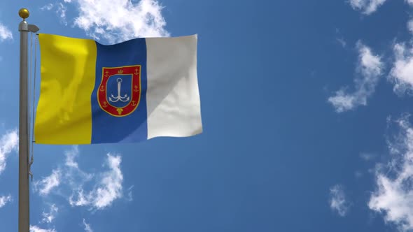 Odessa Oblast Flag (Ukraine) On Flagpole