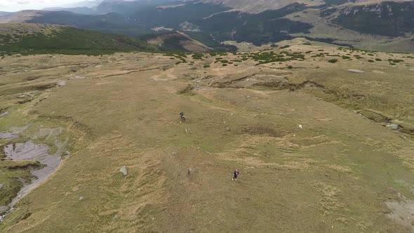 Aerial shot of Bucegi Plateau, Romania 