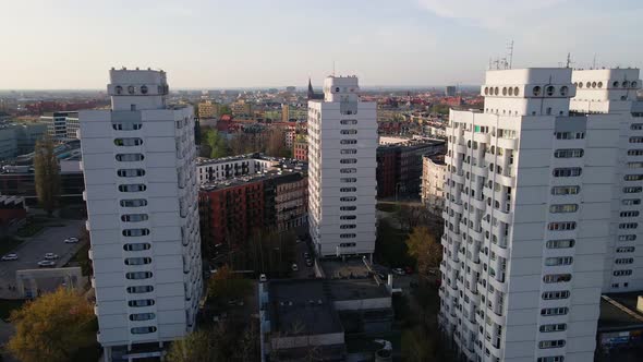 Modern Residential Area in Wroclaw City Aerial View