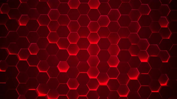 Red Neon Light Hexagon Animated Background