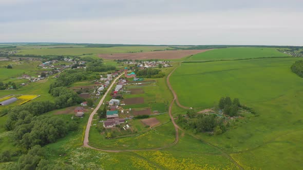 Green Open Field and Small Villages