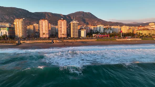 View of the city of Alanya aerial view 4 K