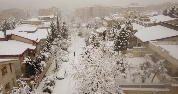 Snowfall in Tehran Iran. Heavy snow is falling NOW in city center. the city is full of beautiful hou