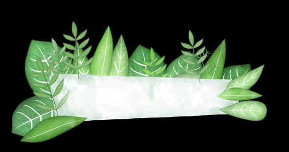 Stylized picture frame made of animated leaves with empty space
