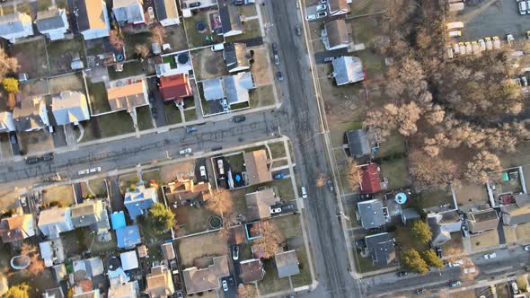 Wide Panorama Aerial View with Tall Buildings in the Beautiful Residential Quarters and Streets