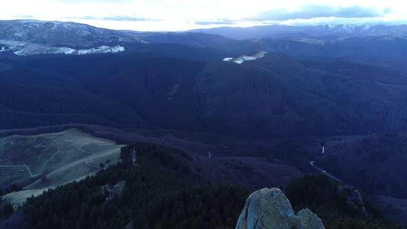 Aerial View Of Mountain Sunset 4k