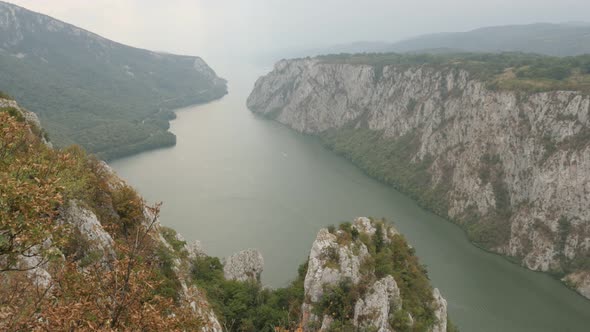 Narrowest point of  Danube river  4K 2160p 30fps UltraHD footage - Beauty of nature with cliffs and 