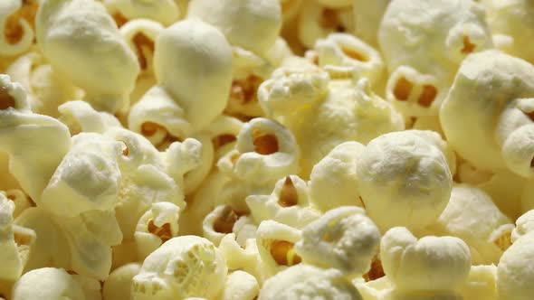 Tasty group of salted popcorn full frame close up 