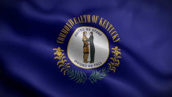 Kentucky State Flag Blowing In Wind