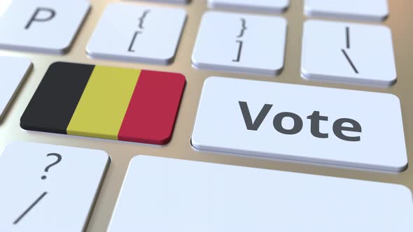 VOTE Text and Flag of Belgium on the Buttons of Keyboard