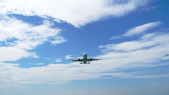 Airplane Approaching Over Ocean