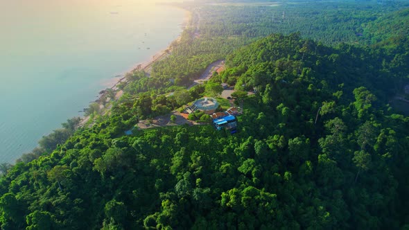 An aerial view from a drone flying over Mountain Matsee