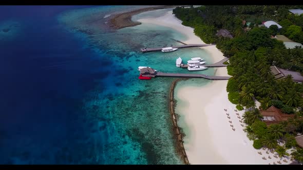 Aerial view sky of marine lagoon beach holiday by transparent ocean and white sand background of a d