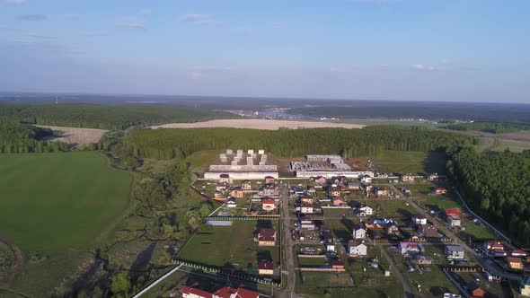 Aerial view of Cottage village. Summer, sunny