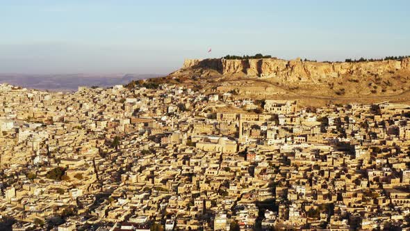 Drone Video of a Cityscape in a Historic City on a Rock in Misopotaya