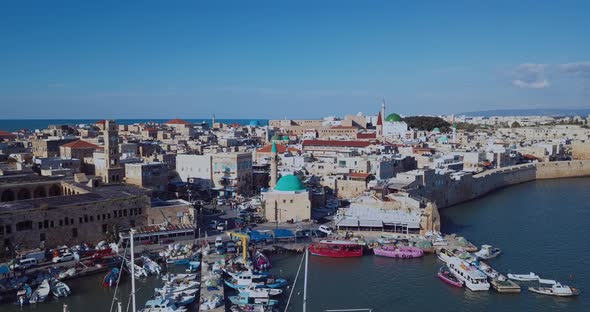 Port With Boats In Akko, Israel