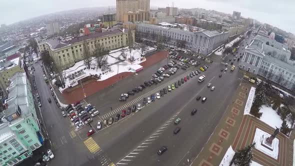 Flying over Red Square in Kursk, Russia