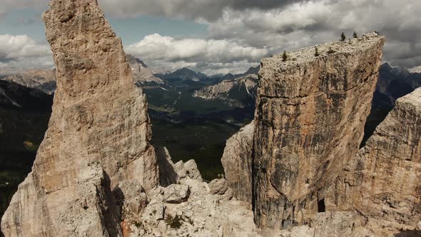 Aerial View Cinque Torri Dolomites Mountains Italy