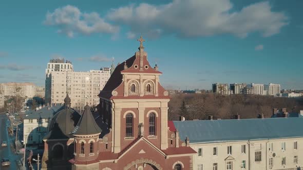 Aerial View Saint Josaphat Church Ukrainian Catholic Cathedral. Lviv, Ukraine