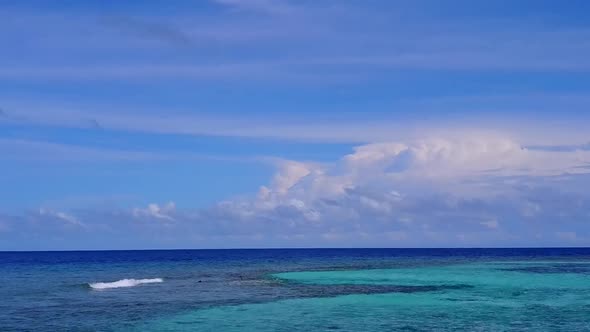 Aerial landscape of tourist beach by blue sea with sand background