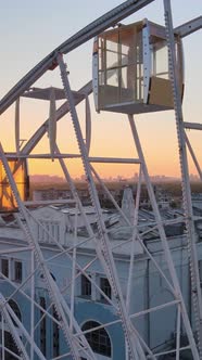 Ferris Wheel in the Morning at Sunrise in Kyiv Ukraine