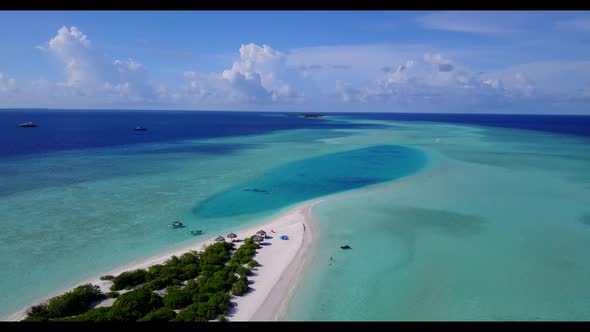 Aerial above seascape of marine resort beach time by transparent ocean and white sand background of 