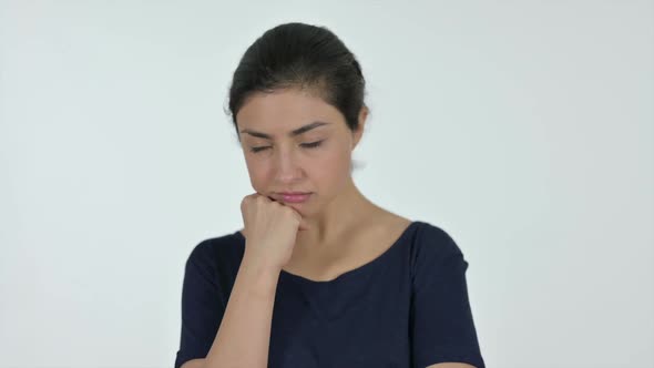 Sleepy Indian Woman Taking Nap White Background