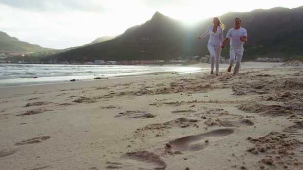 Mature couple together at beach