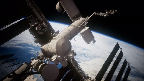 International Space Station in Outer Space Over the Planet Earth