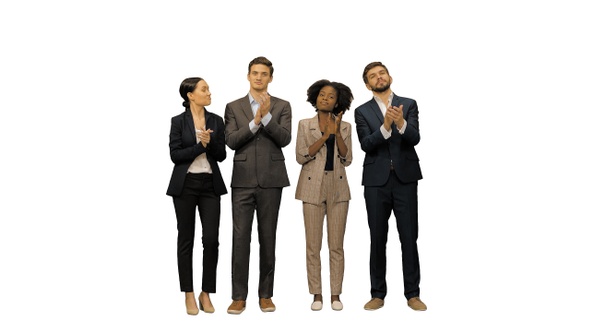 International business people applaud after presentation